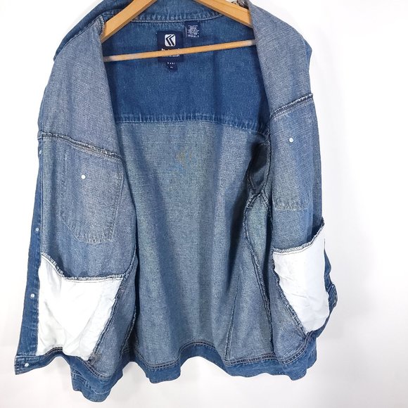 Kani Jeans Jacket Men's XL Button Front Blue Denim Distressed - Picture 13 of 15